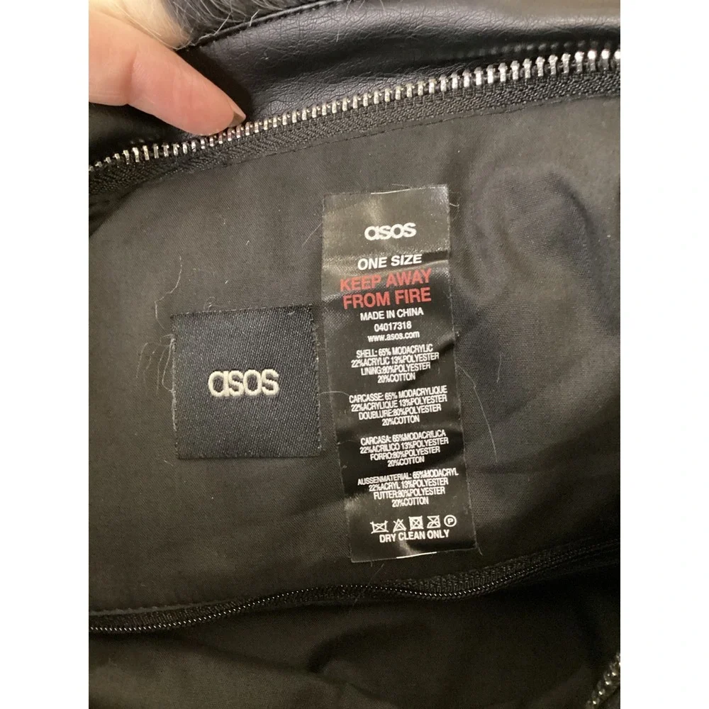ASOS Faux Fur Blocked Clutch Bag Multi Color Patchwork Oversized Fold Over Zip